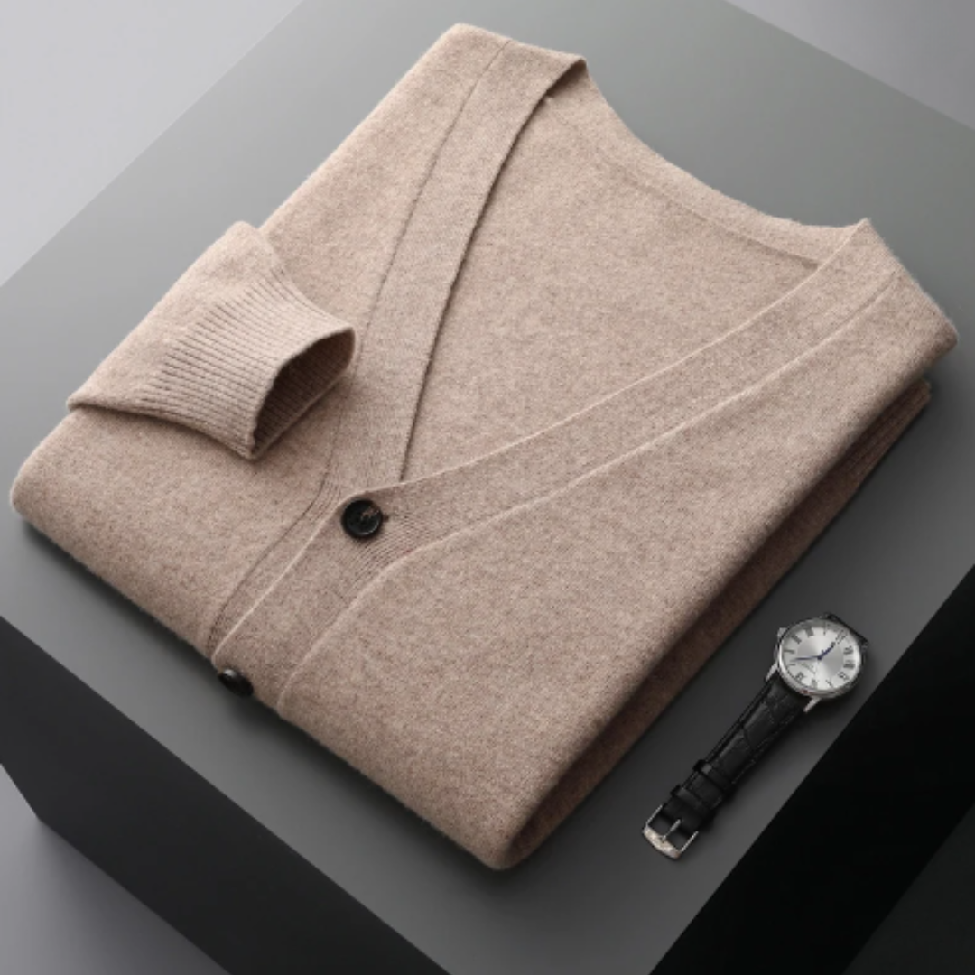Ivyshape |Cardigan V-neck Button Closure Soft Light