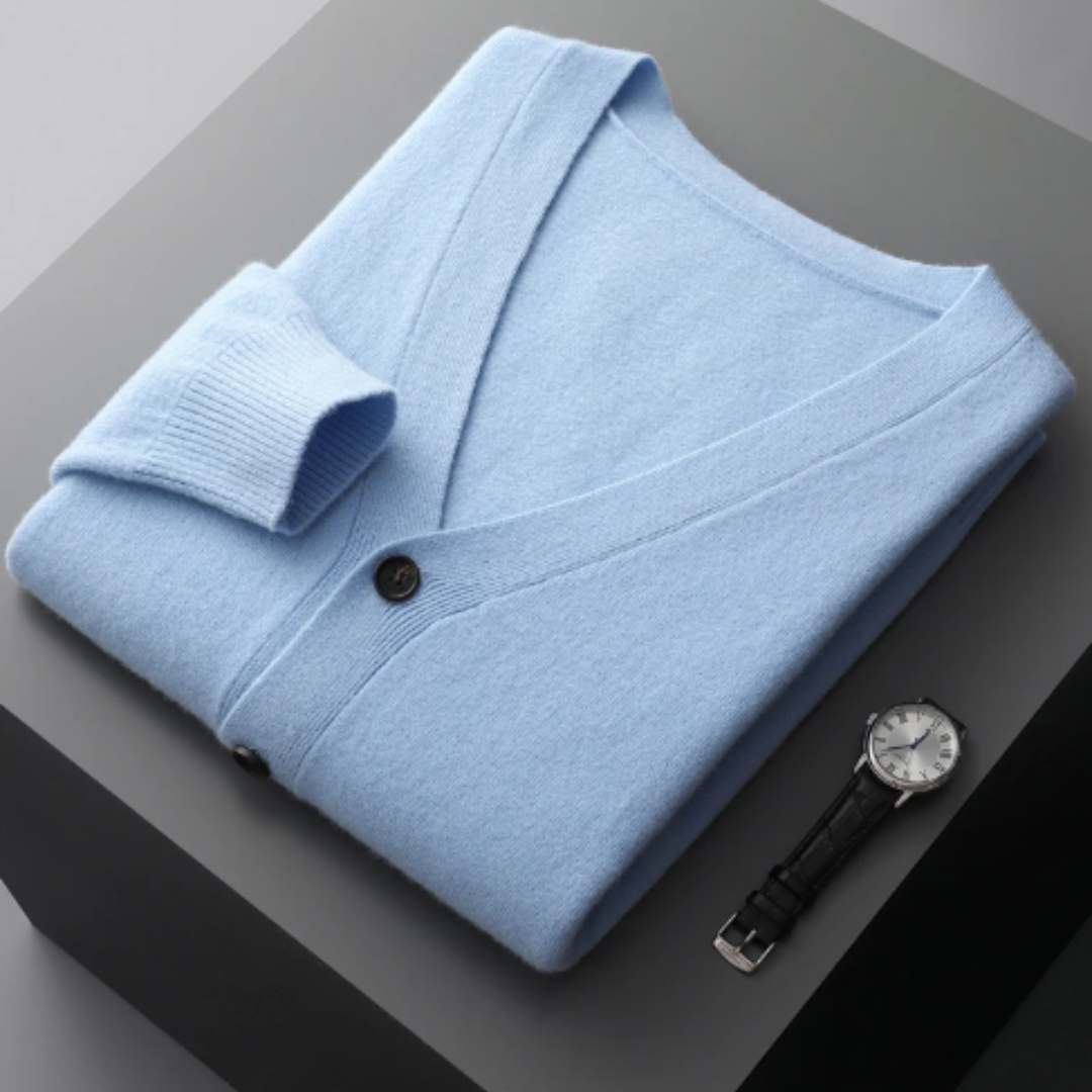 Ivyshape |Cardigan V-neck Button Closure Soft Light