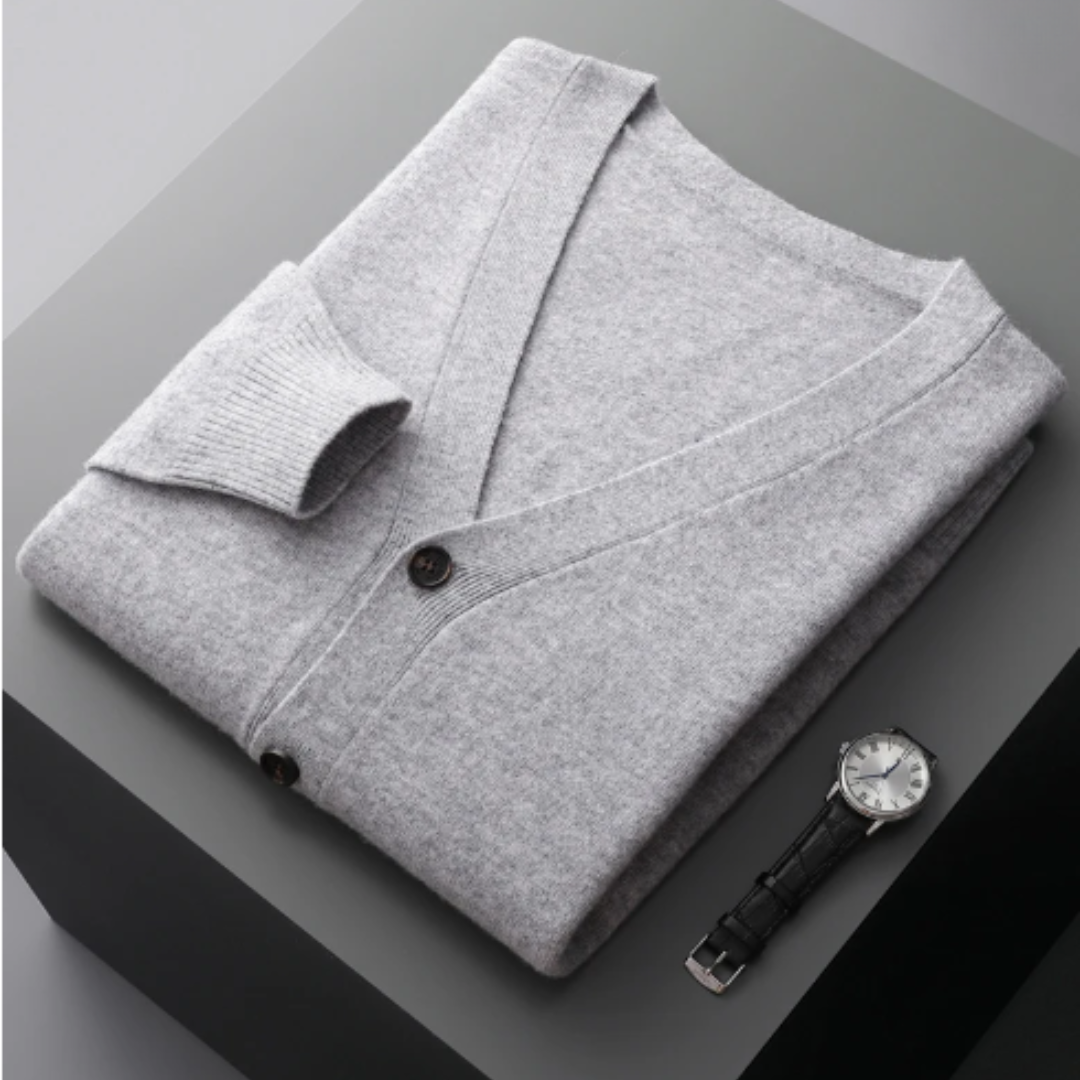 Ivyshape |Cardigan V-neck Button Closure Soft Light