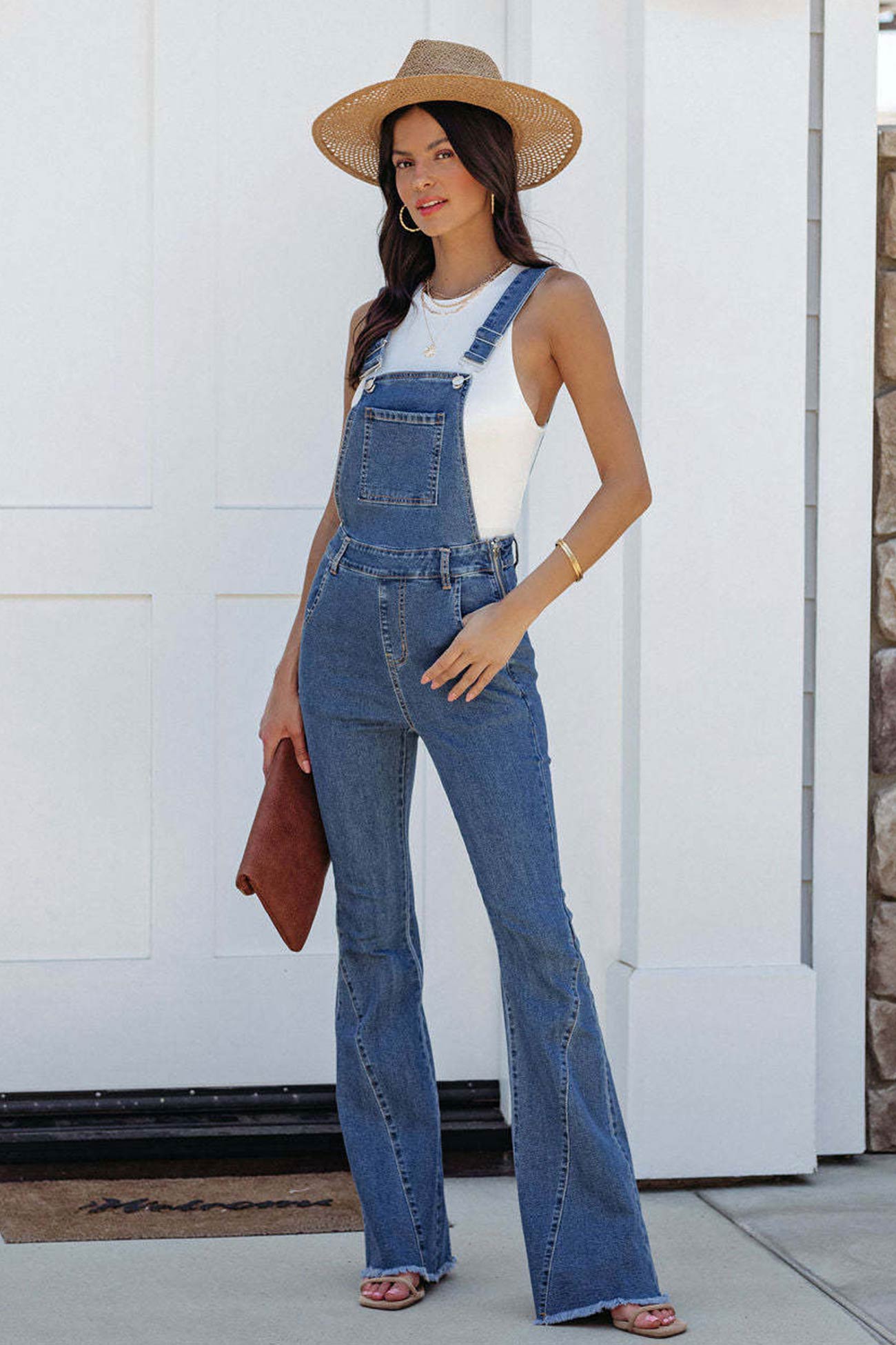 Back Flared Denim jumpsuits