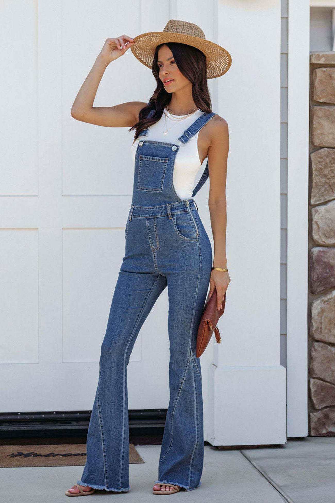 Back Flared Denim jumpsuits