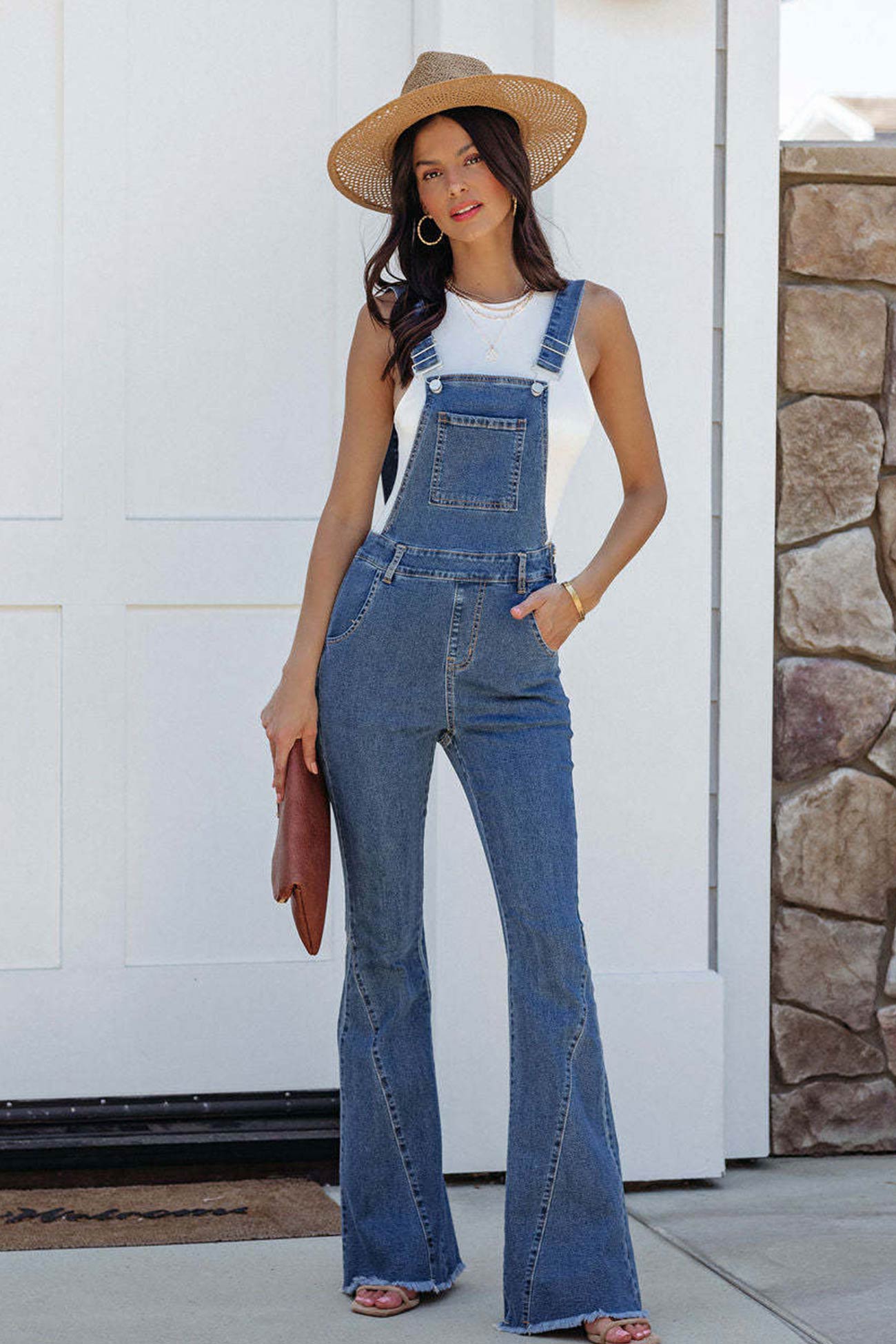 Back Flared Denim jumpsuits