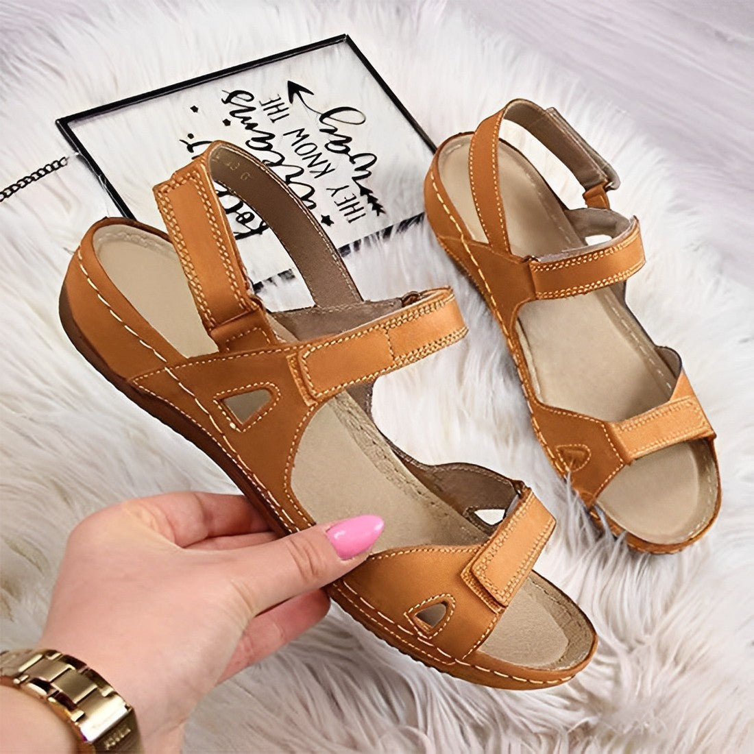 Ivyshape | Women's Leather Sandals Chic