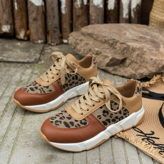 Women's Leopard Print Platform Sneakers for Casual Sports