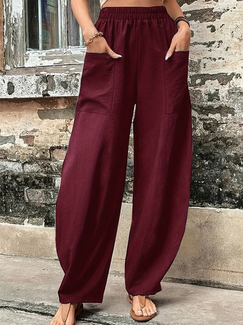 Ivyshape | Loose Solid Color Pants