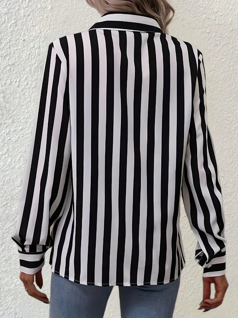 Striped Long Sleeve Casual Blouse