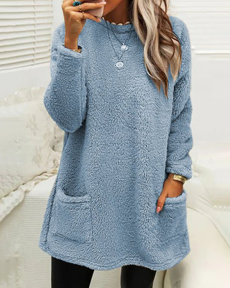 Ivyshape | Thick Plush Warm Winter Jumper With Pockets