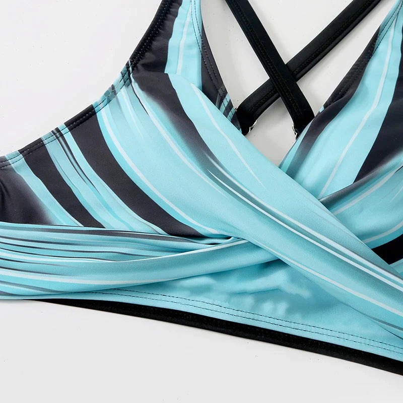 Ivyshape | High-Waisted Push-Up Halter Bikini Set for Women