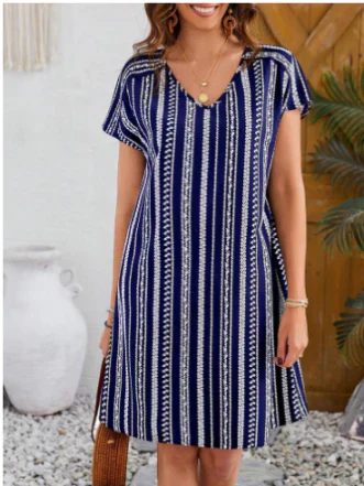 Ivyshape | Women's V Neck Mid Dress Casual