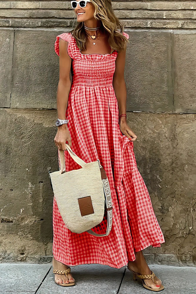 Summer Elegant Plaid Maxi Dress | Ideal for Summer