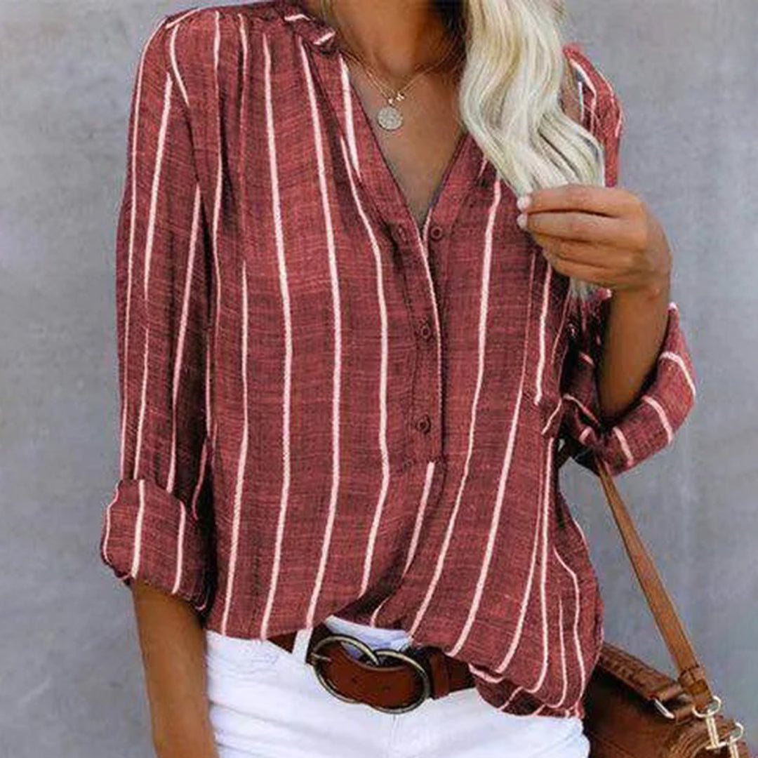 Ivyshape | Women's Shirt with Vertical Stripes