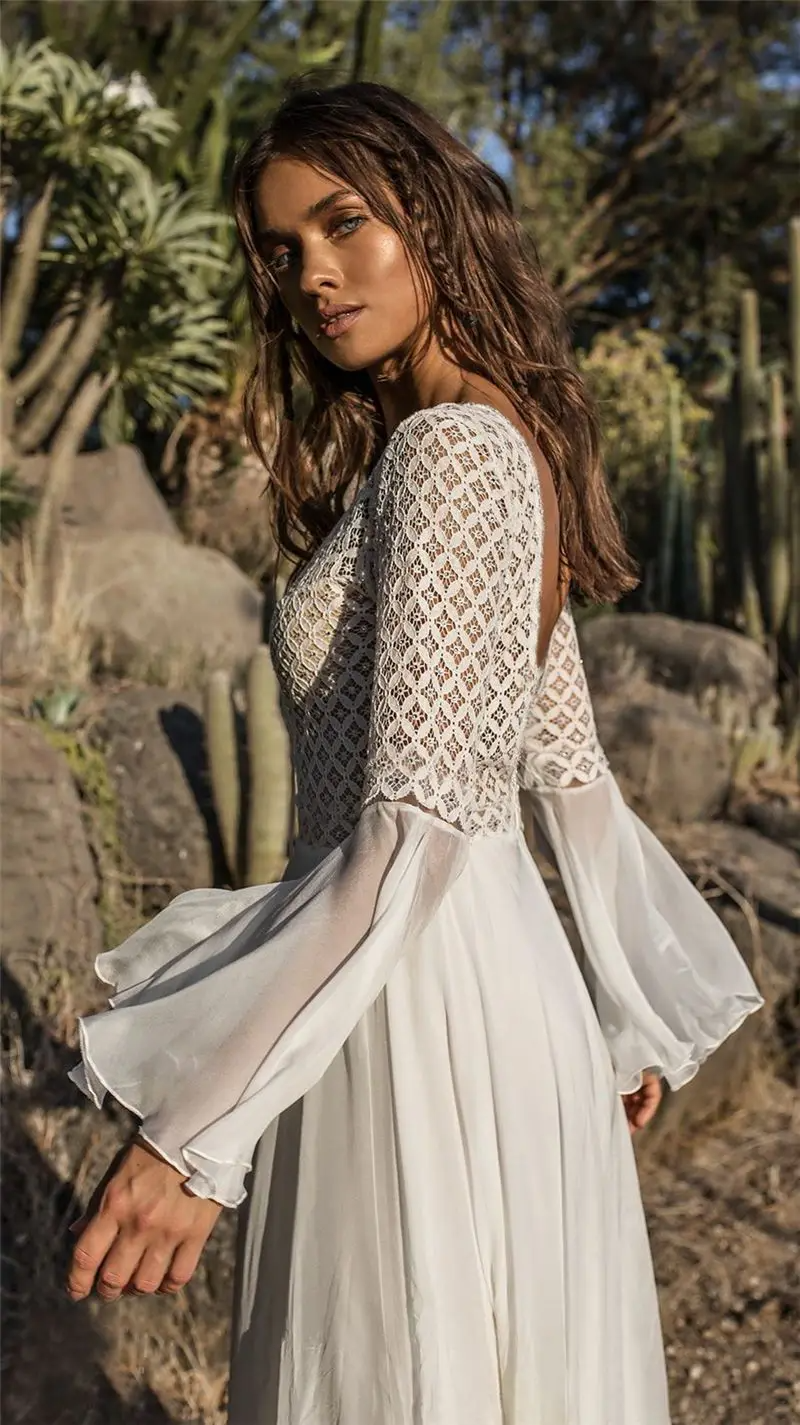 IvyShape | White Dress in Boho Style