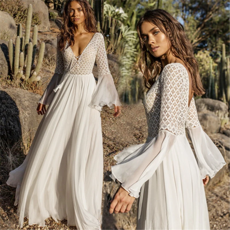 IvyShape | White Dress in Boho Style