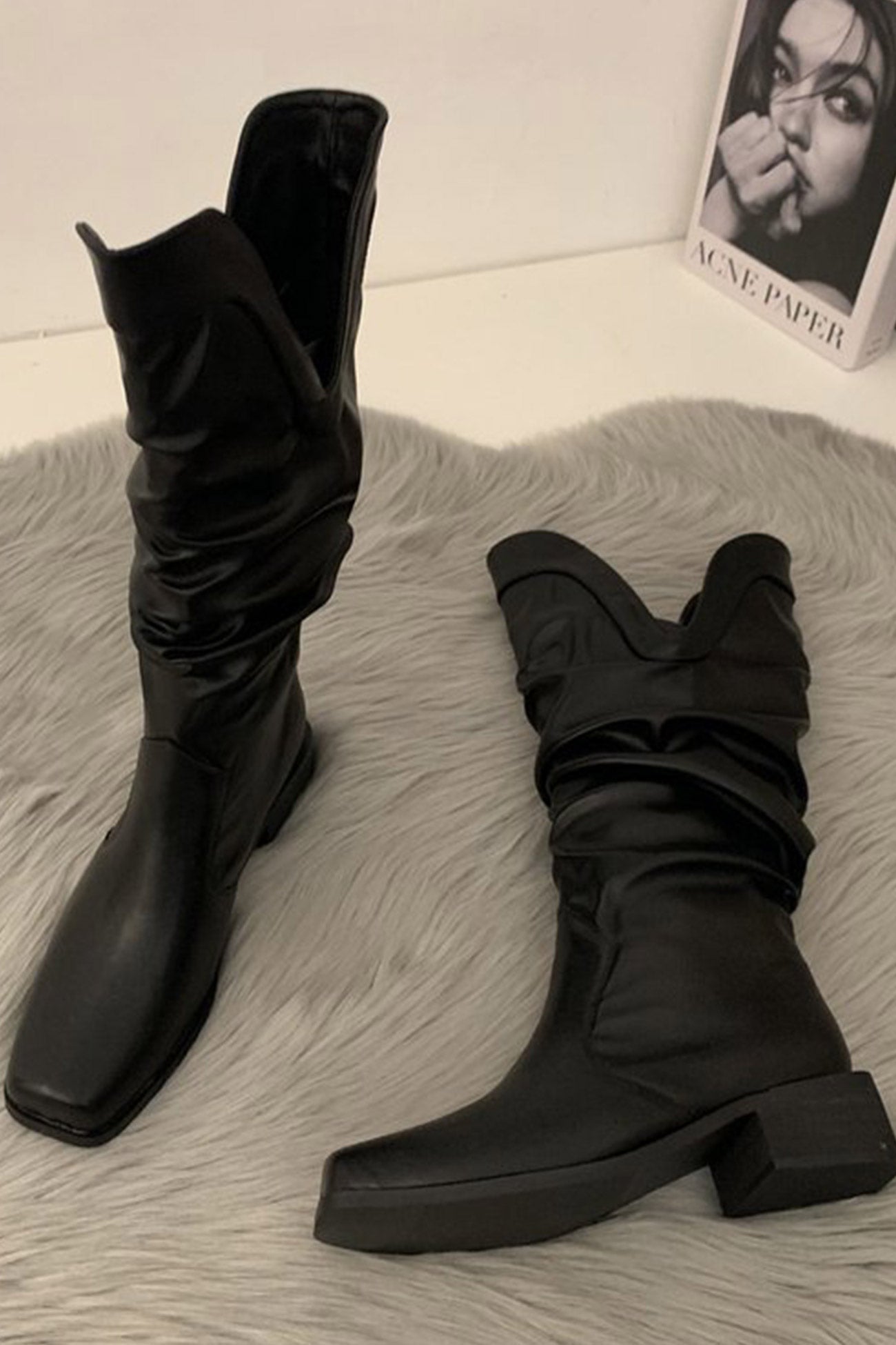 Square-toe Knee High Boots