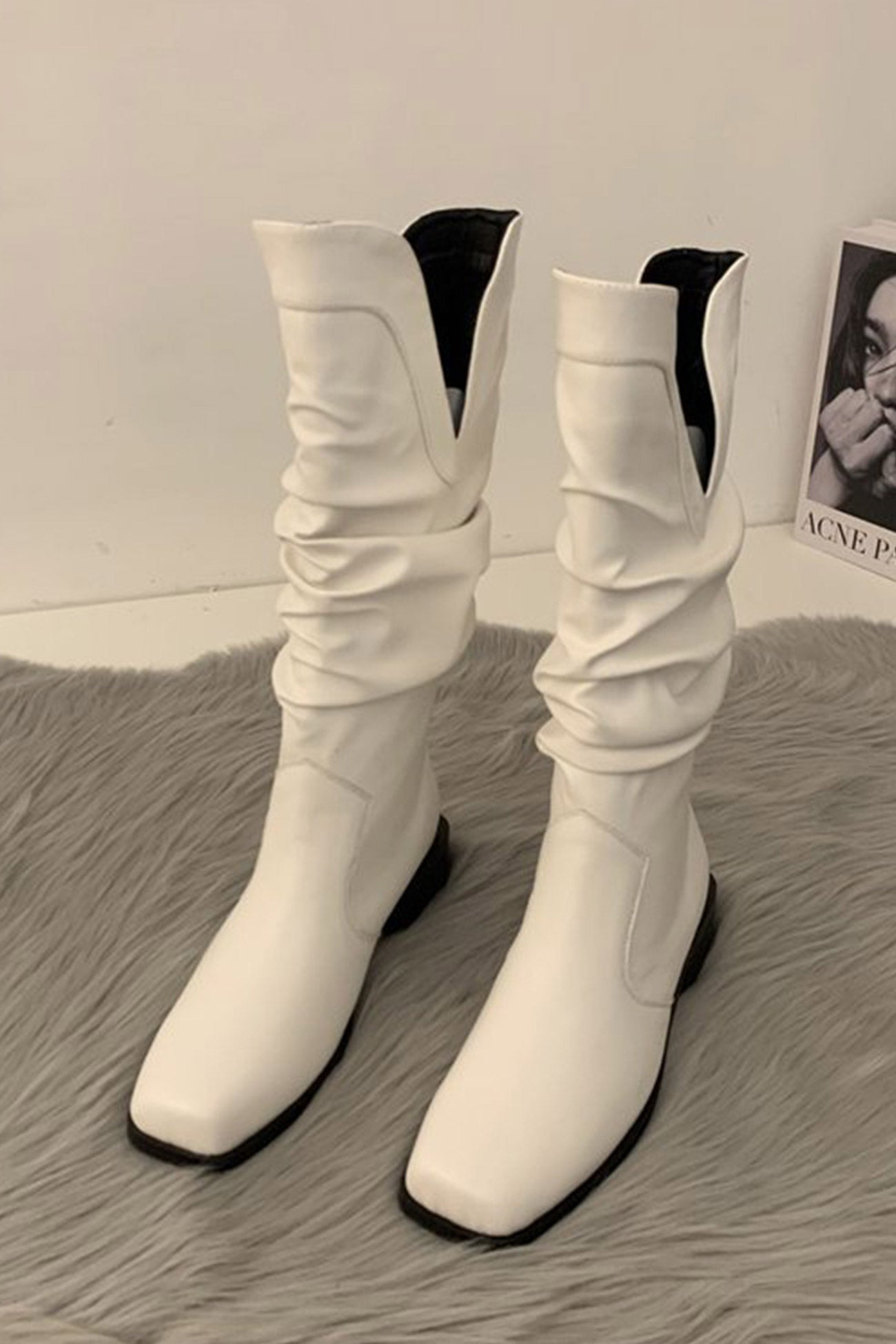 Square-toe Knee High Boots