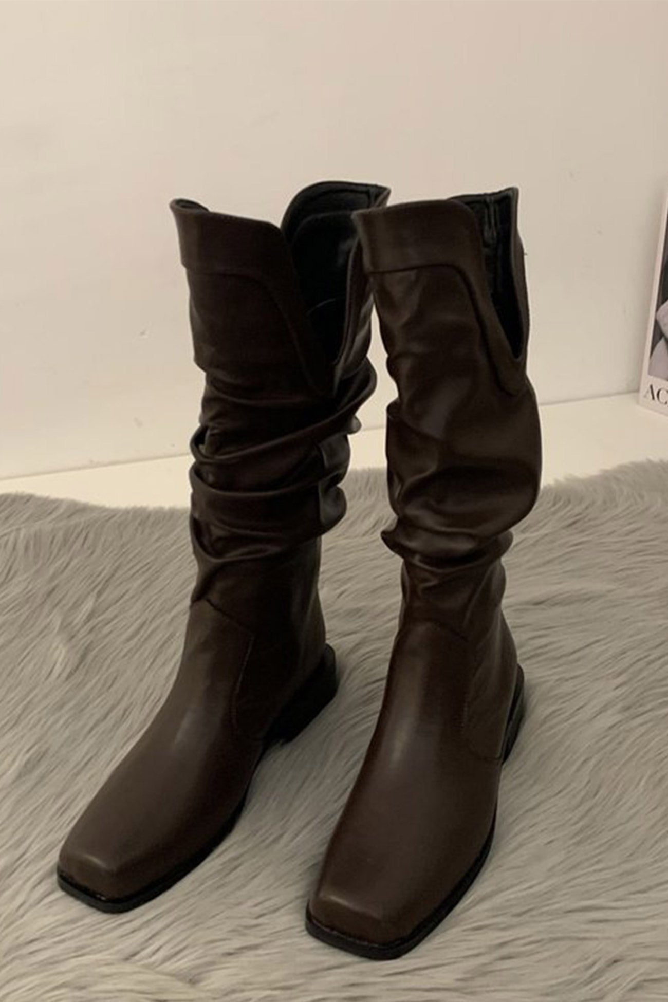 Square-toe Knee High Boots