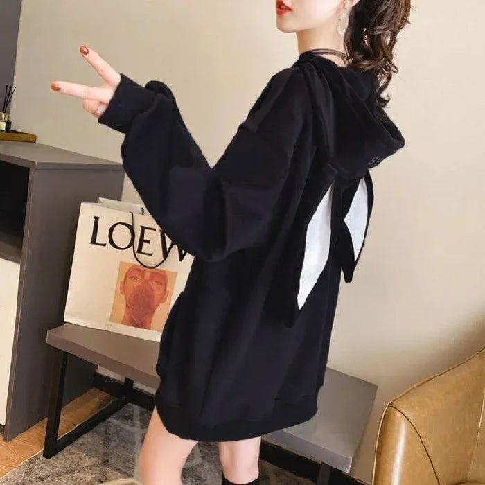 Ivyshape | Thick Lined Hooded Jacket with Bunny Ears for Women