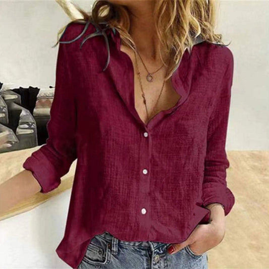 Casual Long Sleeve V-Neck Office Shirt