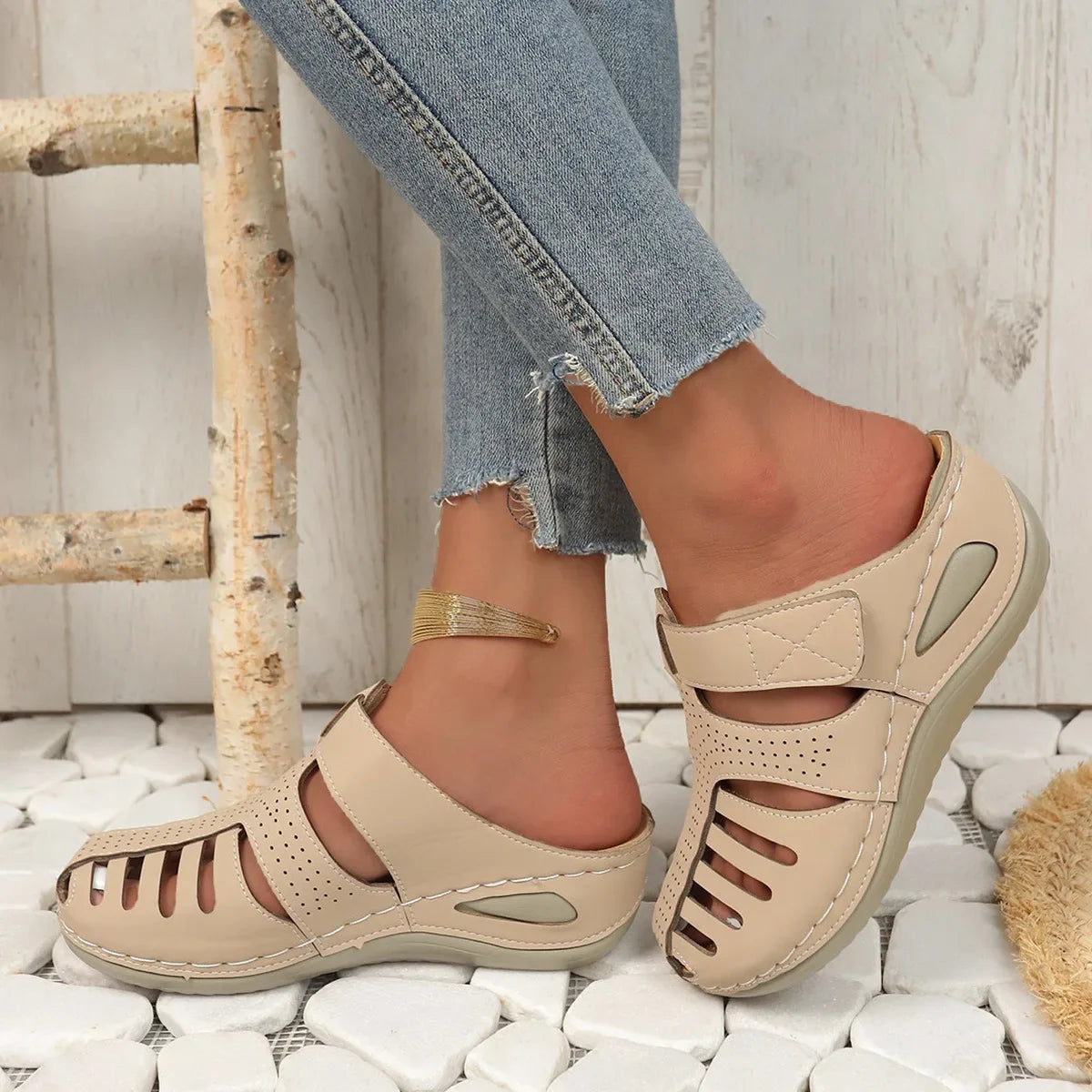 Cut-Out Wedge Sandals