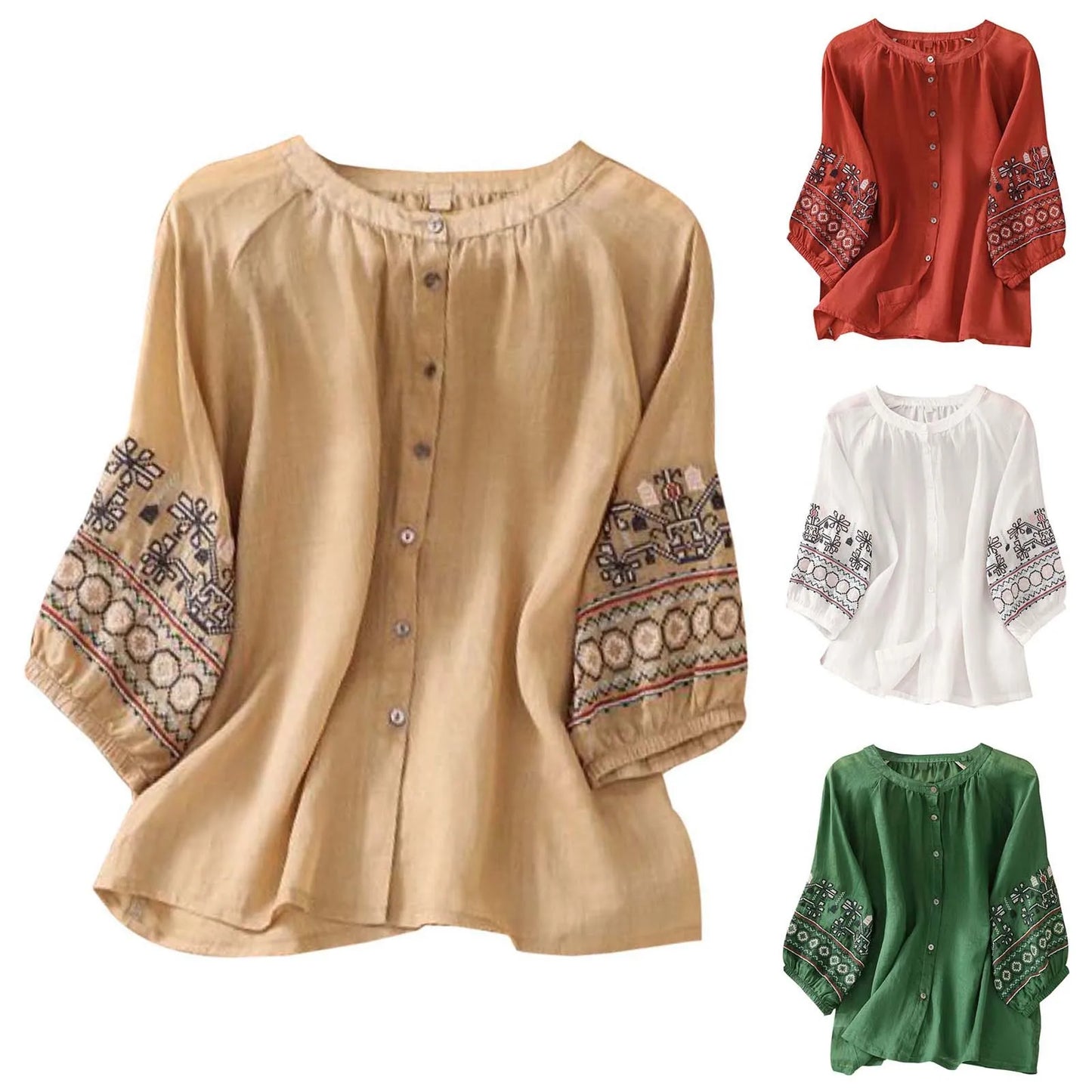 Elegant Embroidered Summer Blouse for Women