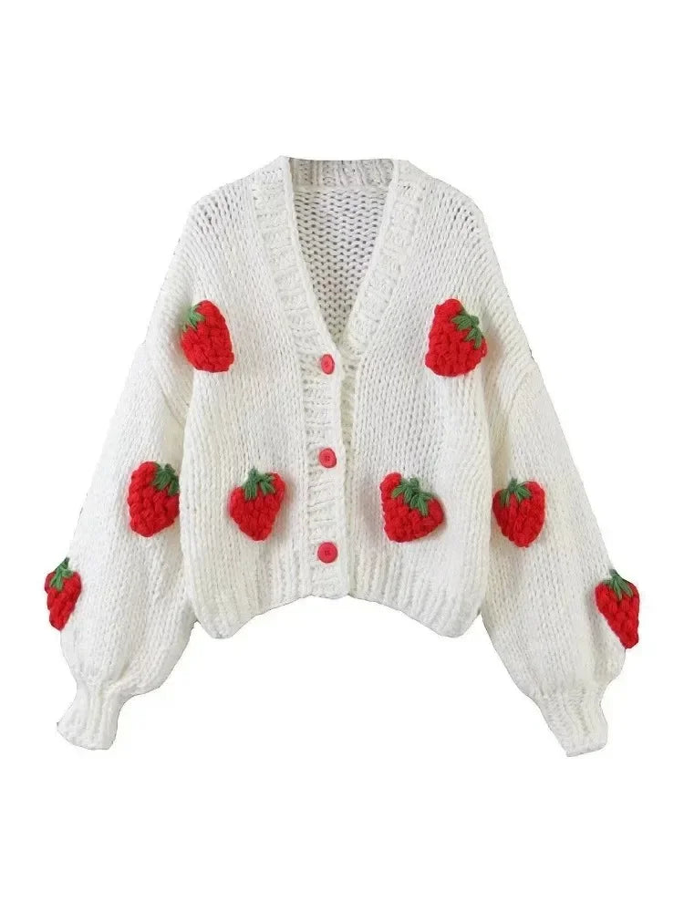 Ivyshape | Knitted Strawberry Cardigan