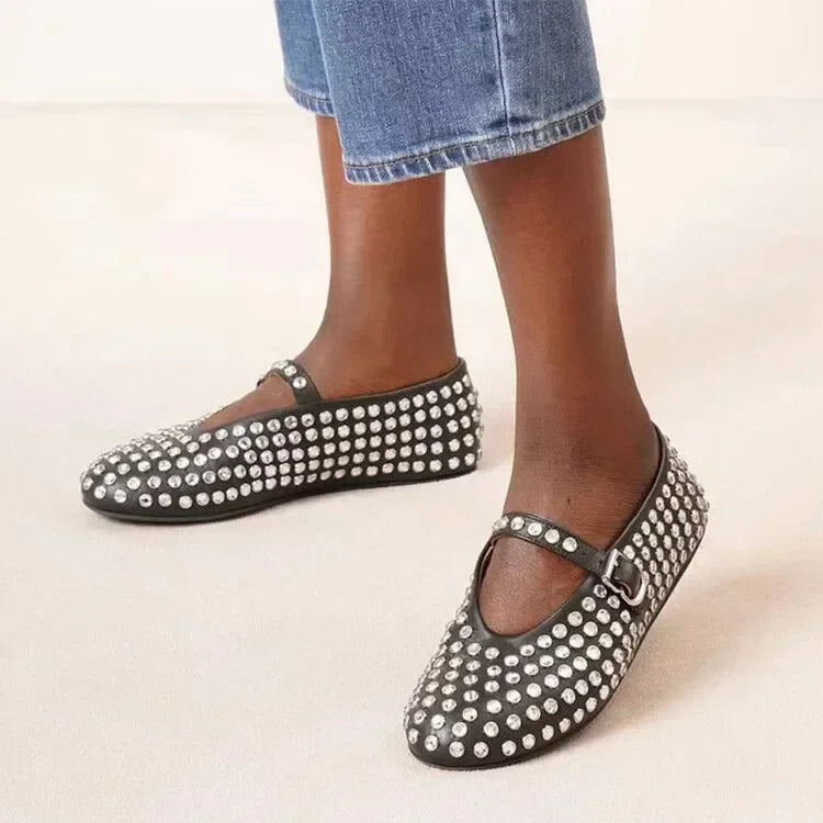 Elegant Diamond Studded Mary Jane Shoes for Women