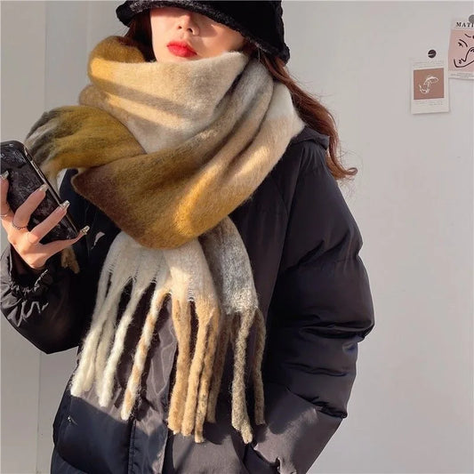 Ivyshape | Thick Warm Wool-Colored Shawl Scarf