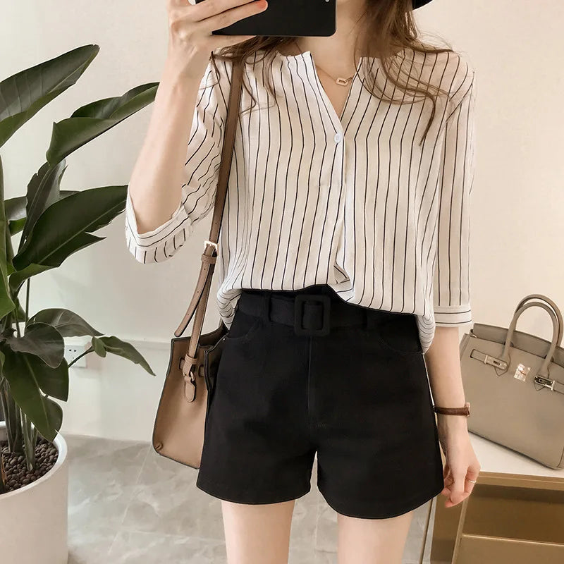 Elegant Striped Summer Blouse for Women