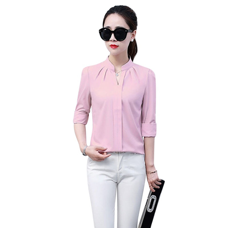 V-Neck Formal Chiffon Blouse