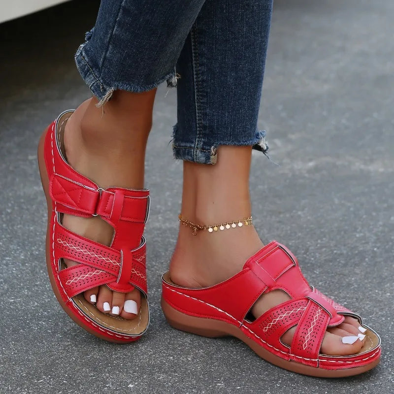 Ivyshape | Women's Vintage Orthopedic Wedge Sandals