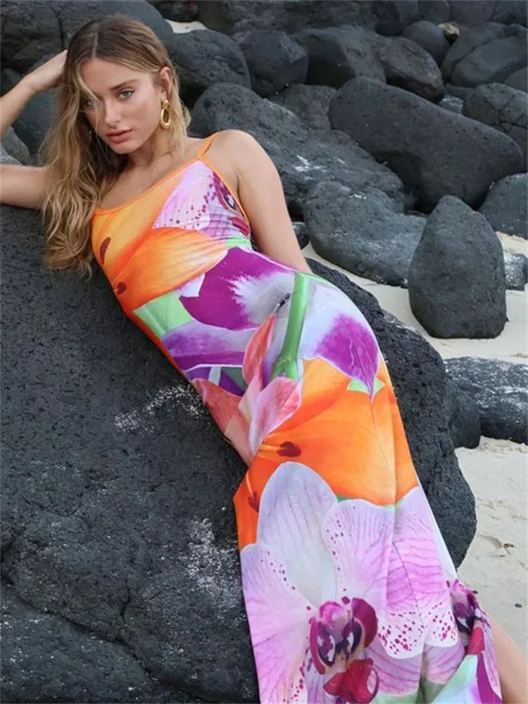 Ivyshape | Tossy Print Backless Maxi Dress