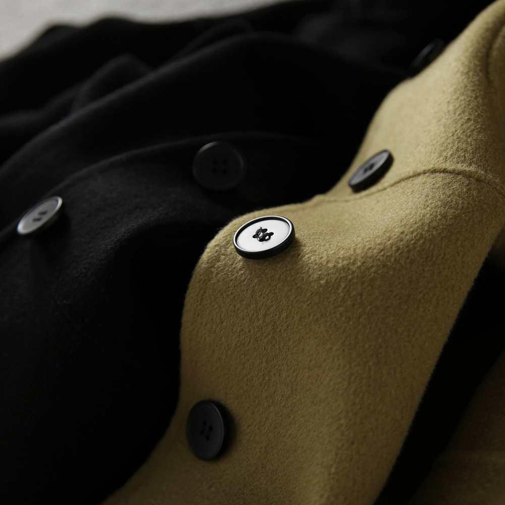 Button-Down Wool Coat With Turn-Down Collar