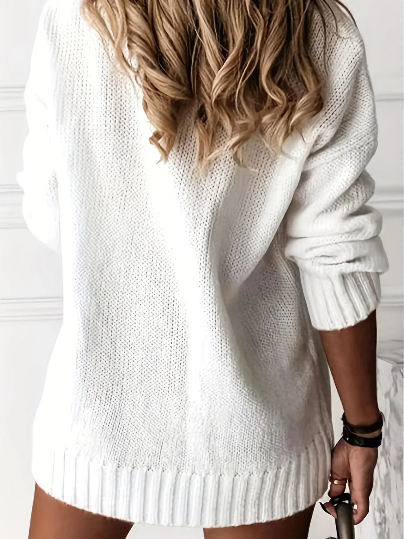 Ivyshape | V-Neck Casual Long Sleeve Sweater