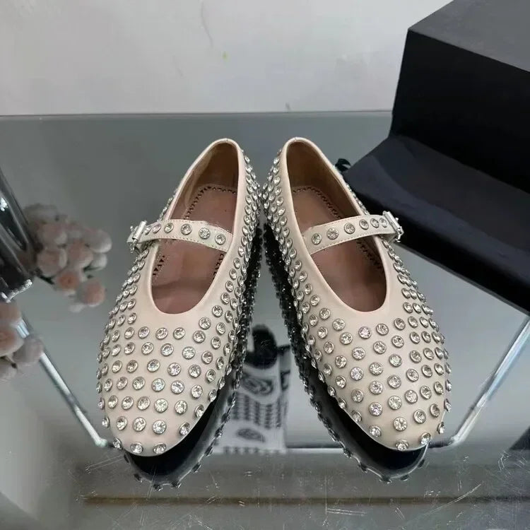 Elegant Diamond Studded Mary Jane Shoes for Women