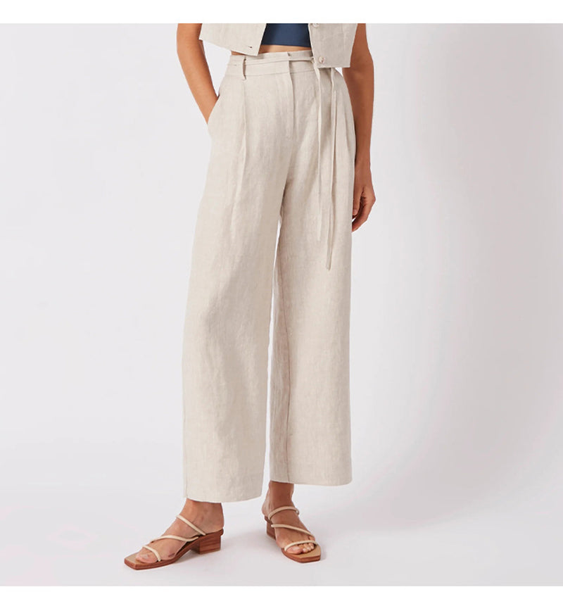 Ivyshape | Women's Trendy Wide Leg Trousers High Waist