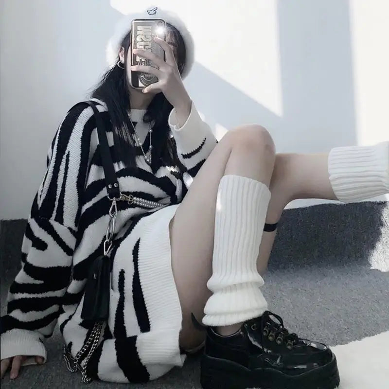 Cute Zebra-Striped Knitted Sweater