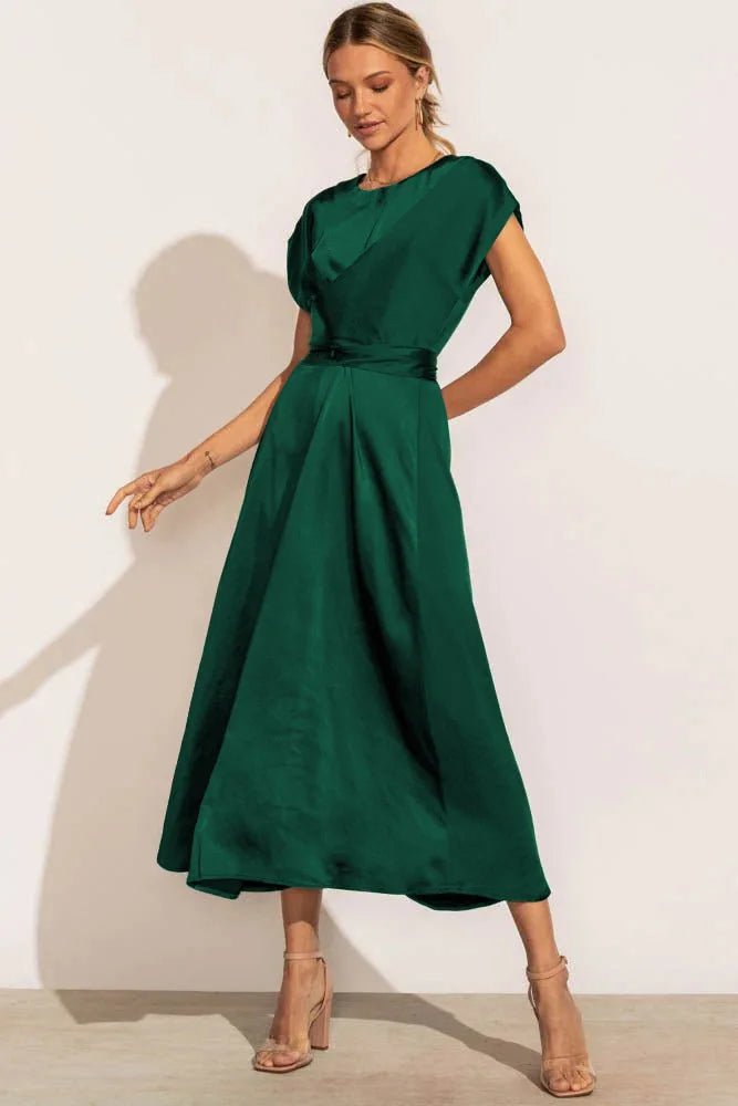 Ivyshape | Women's Side Wrap Style Dress Long