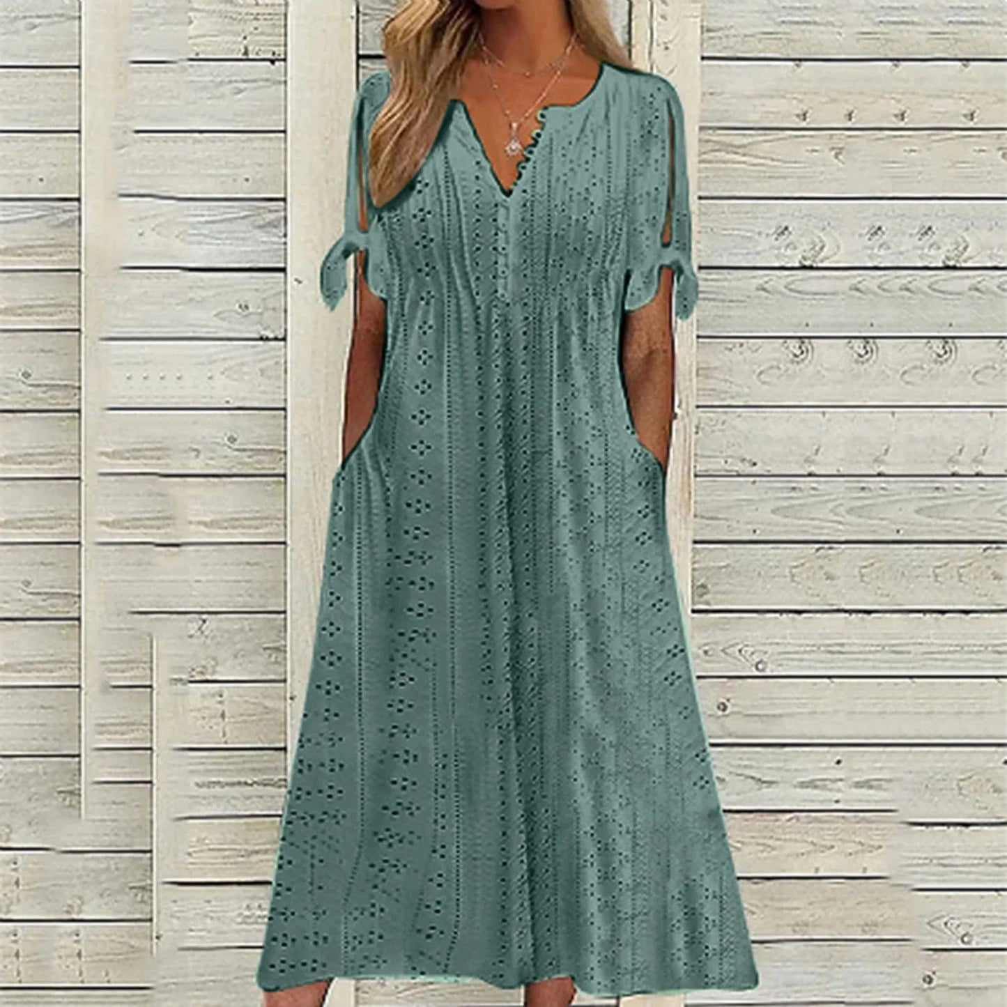 Summer Casual Midi Dress with Short Sleeves | Perfect for Casual Days