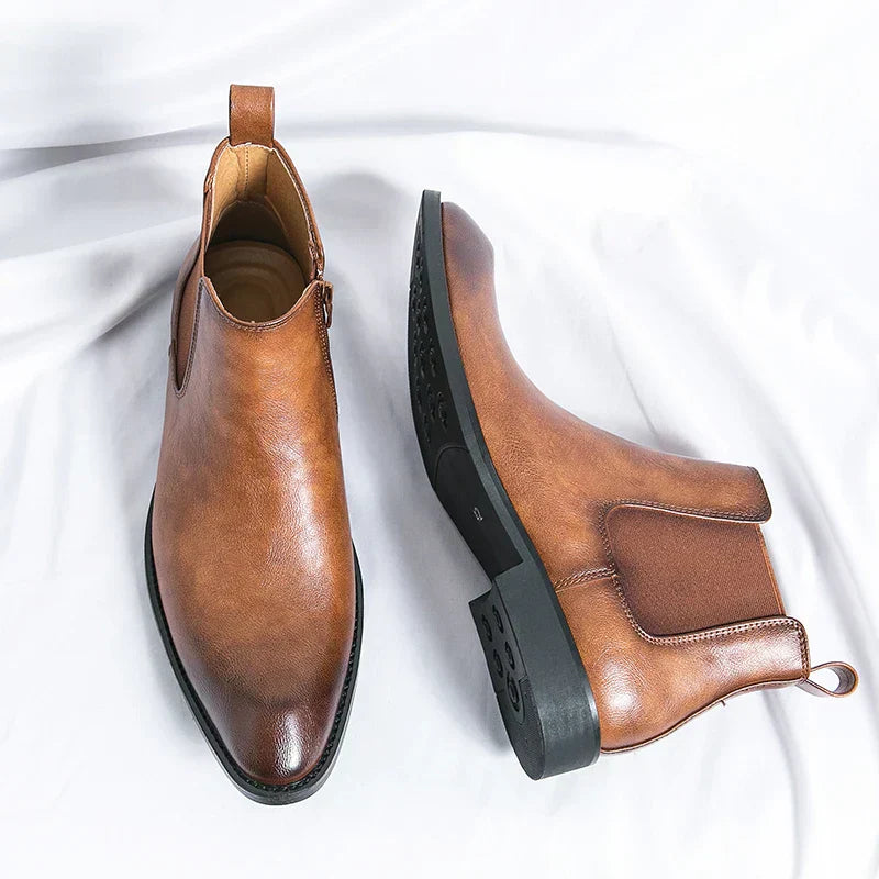 Ivyshape | Zipped Leather Chelsea Boots