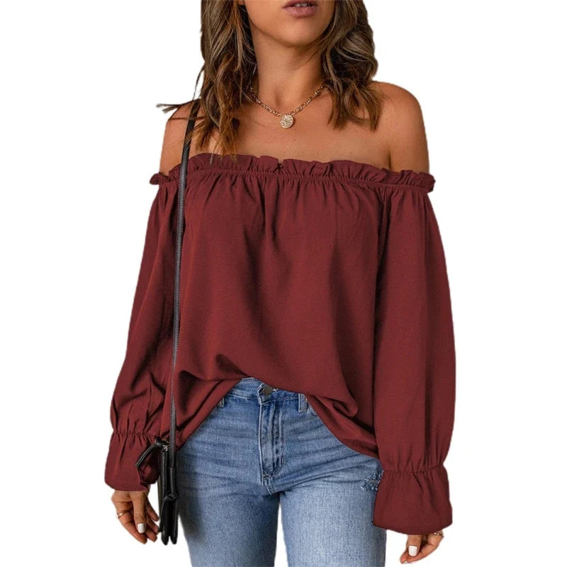 Frill Trim Off-The-Shoulder Top