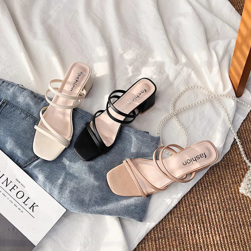 Ivyshape | Strap Block Heel Sandals