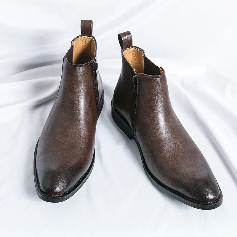 Ivyshape | Zipped Leather Chelsea Boots