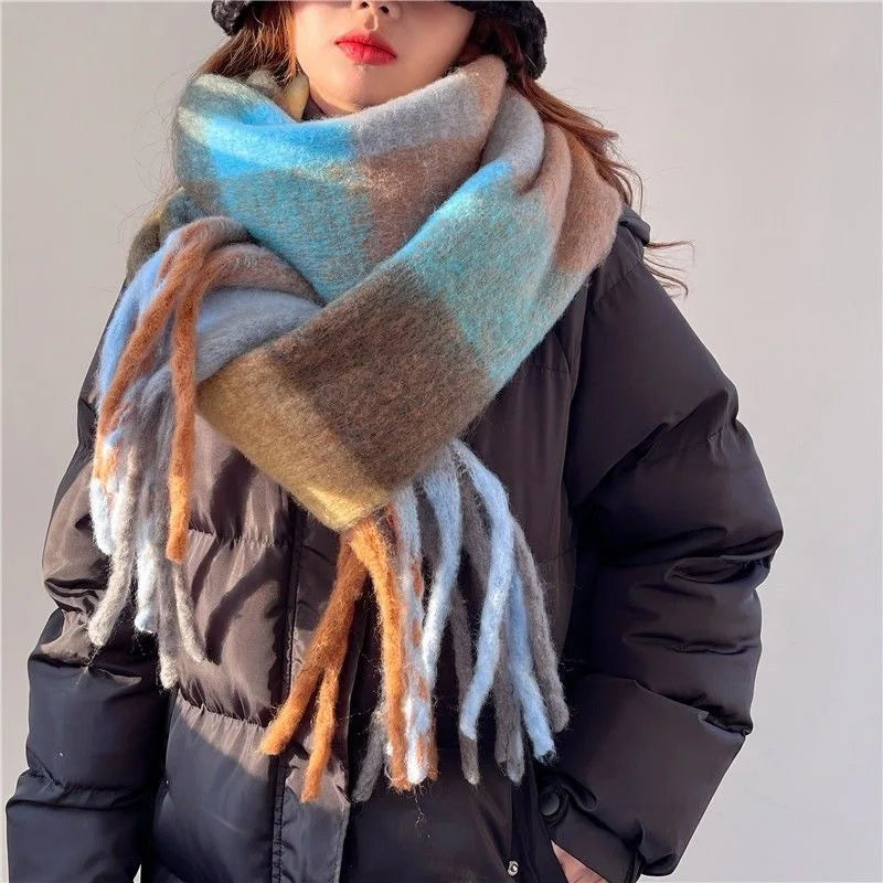 Ivyshape | Thick Warm Wool-Colored Shawl Scarf