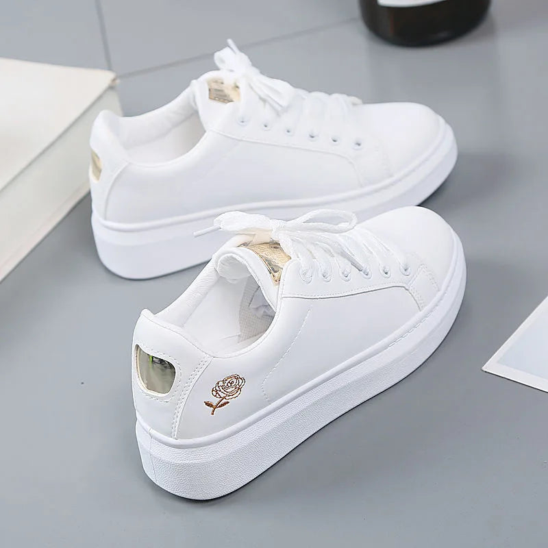 Spring Embroidered Lace-Up Sneakers for Women