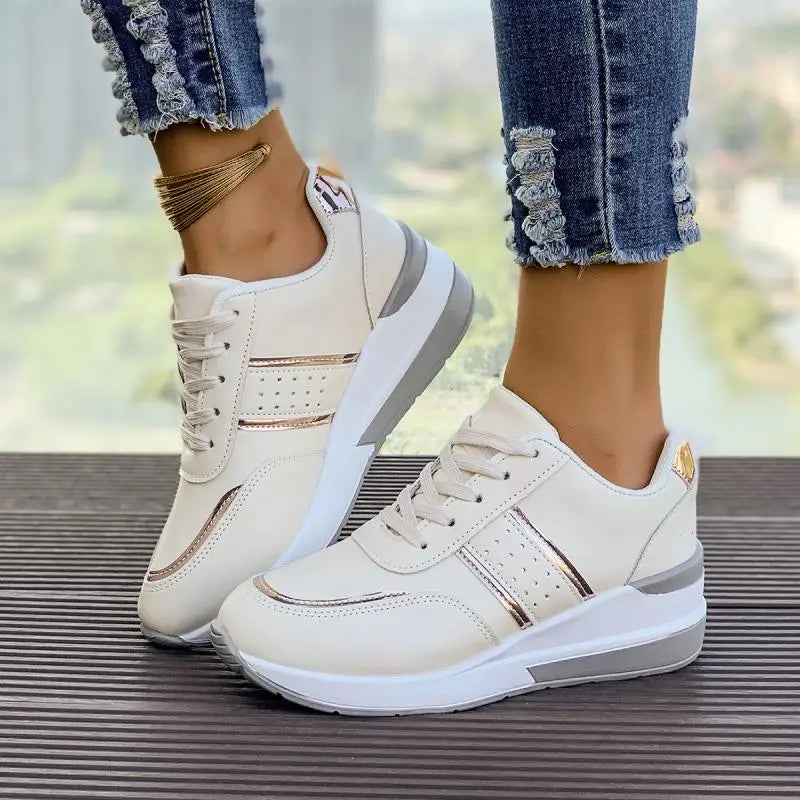 Comfortable White Wedge Sneakers for Women