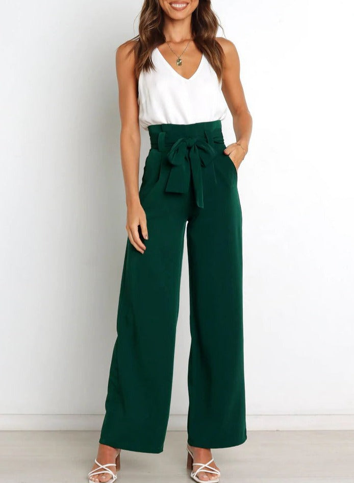 Ivyshape | Tie Front Wide Pants