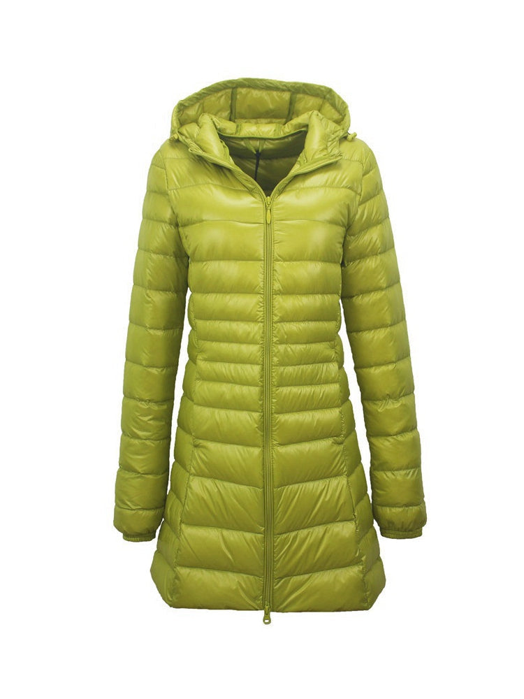 Ivyshape | Women's Ultra Light Hooded Long Down Jacket