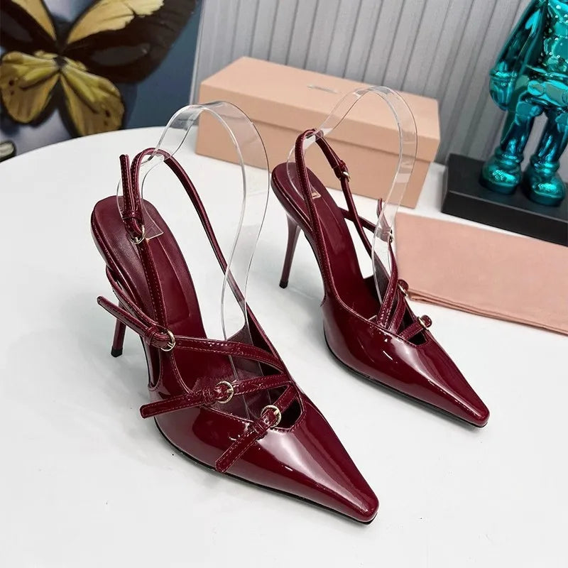 Ivyshape | Wine Black Red High Heels