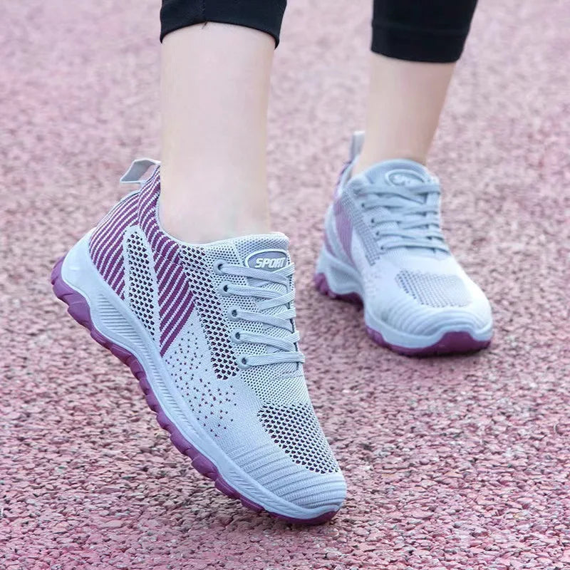 Women's Breathable Mesh Lace-Up Running Sneakers