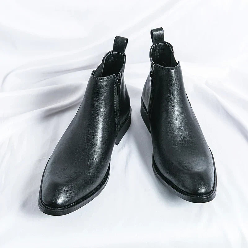 Ivyshape | Zipped Leather Chelsea Boots